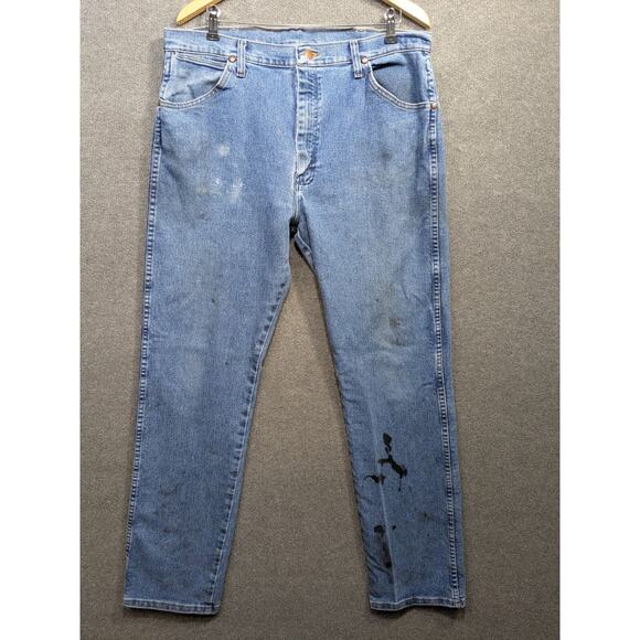 Wrangler Cowboy Cut Jeans Mens 38x34 Original Fit Active Flex Destroyed 13MAFGK - Picture 3 of 14